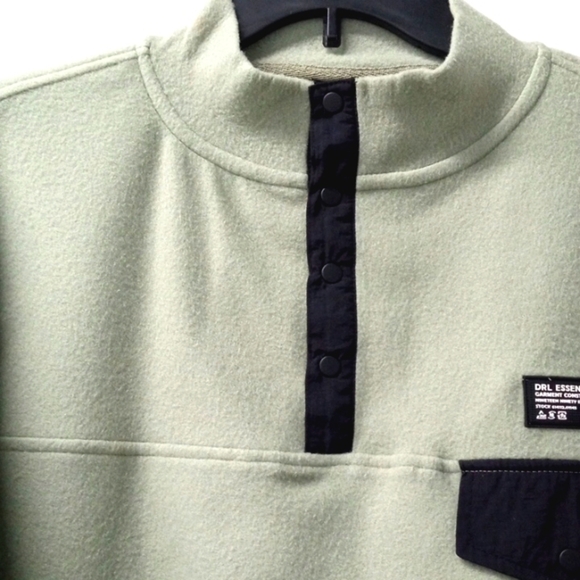 DRL ESSENTIALS SAGE GREEN PULLOVER BUTTON UP FLEECE JACKET SIZE SMALL NWT - Picture 3 of 7